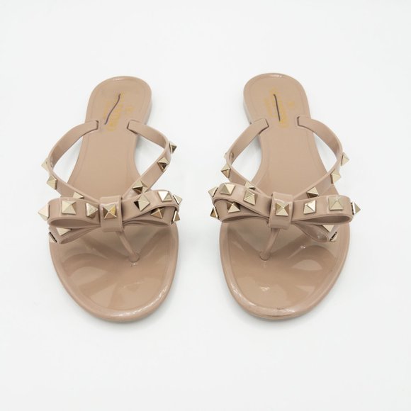 Valentino Garavani Rockstud PVC Flat Thong Sandals - Picture 2 of 9